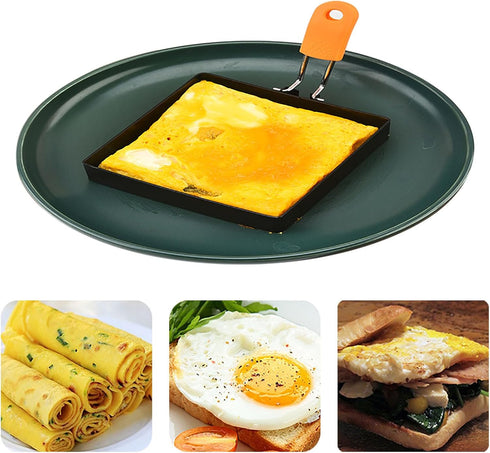 Square Egg Ring for Frying Egg, 2 Pcs 4 Inch Egg Pancake Cooking Rings for Egg Muffins Omelet Maker, Non Stick Stainless Steel Fried Egg Ring Pcak...
