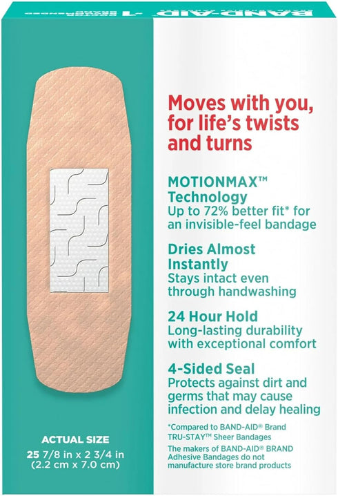 Band-Aid Brand Skin-Flex Adhesive Bandages, All One Size, 25 Bandages Per Box (6 Boxes)...