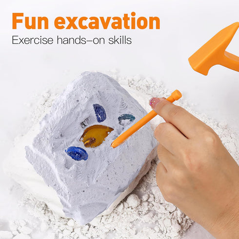 ibasenice 3 Sets Dinosaur Dig Tools Kit for Dino Fossils Educational Excavation Kits STEM Science Kits with Mini Hammer Chisel Brush Scraper for G...