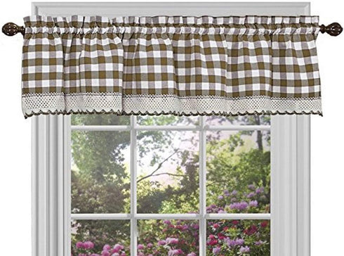 Sweet Home Collection Window Panel Treatment Kitchen Curtain Valance, 14" x 58", Taupe...