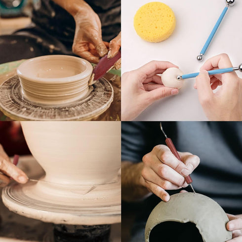 Blisstime 18PCS Clay Sculpting Tools, Basic Clay Pottery Carving Tool Kit with Wooden Handles and Tool Bag...