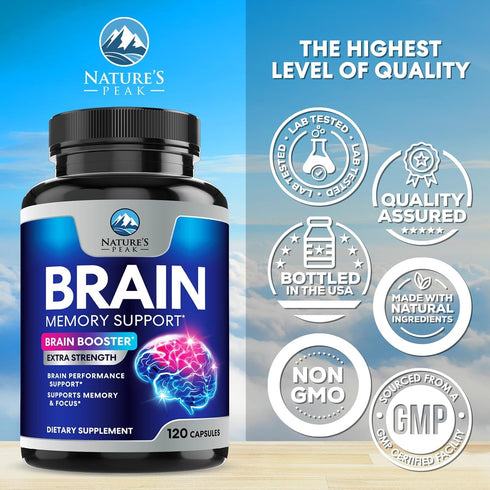 Brain Supplements for Memory and Focus, Nootropic Support for Concentration, Clarity, Energy, Brain Health with Bacopa, Cognitive Vitamins, Phosph...