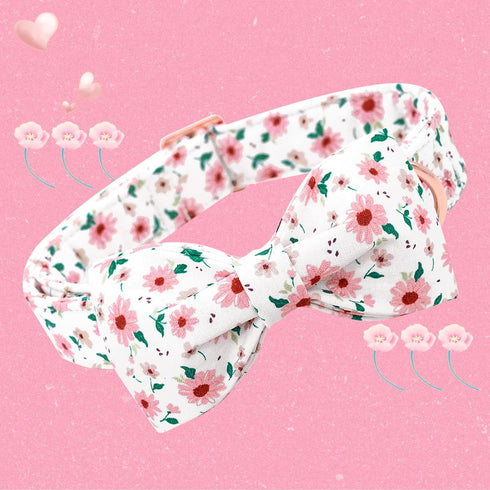Dog Collar - Floral Dog Collar Bows for Dogs Bowtie Adjustable Dog Collar Girl Pet Gift Spring Dog Collar for Medium Small Large Dogs...