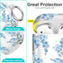 Protective Clear Floral Case Cover with Cleaner Kit Portable Shockproof Women Girls with Keychain for Apple Airpods 2/1 Charging Case - Clear/Blue...