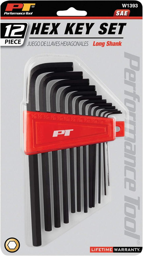 Performance Tool W1393 12pc SAE Long Hex Key Set, Black - Professional Grade Allen Wrenches with Extra Reach for Tough Jobs...