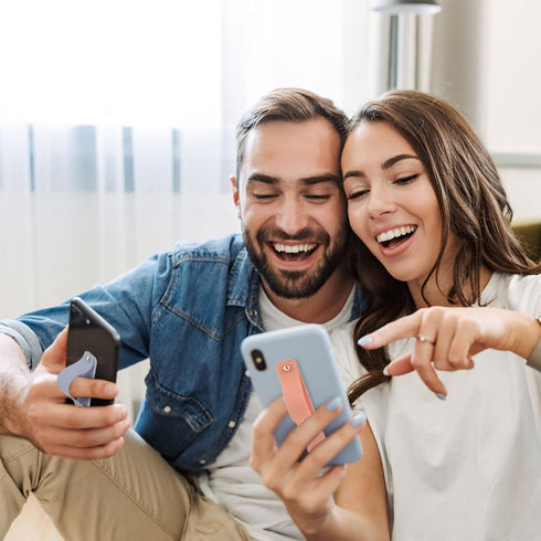 Weewooday 6 Pieces Phone Grip Holder Cell Phone Grip Strap Telescopic Finger Strap Stand Universal Finger Kickstand for Most Smartphones(Blue, Pin...