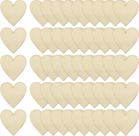 Shapenty Unfinished Wooden Hearts Bulk Blank Wood Slices Discs DIY Craft Cutout Pieces for Wedding Guest Signing Book Frame Album Valentine Christ...