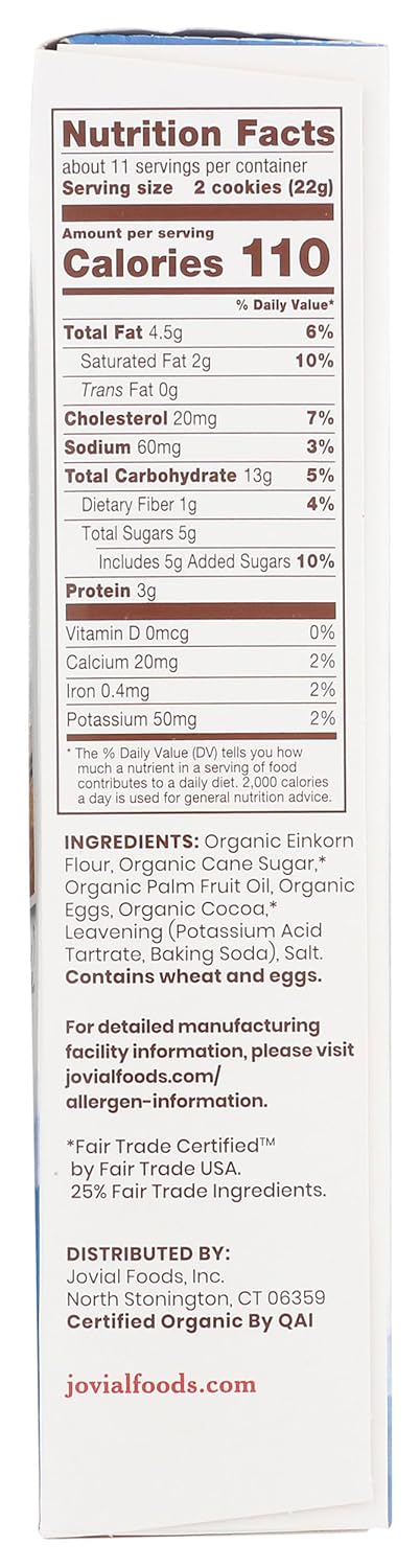 Jovial Organic Einkorn Checkerboard Cookies - Organic Cookies, High Protein, Fair Trade Certified, All Natural Ingredients, Low Carb, Low Sugar, P...