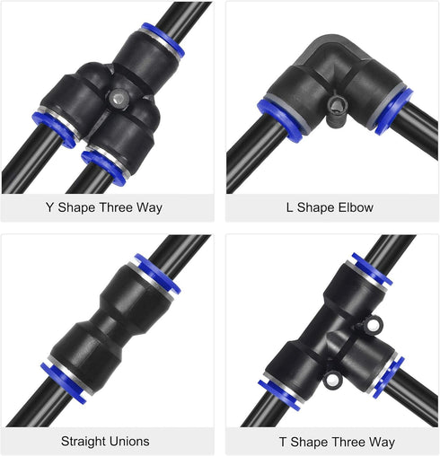 uxcell Pneumatic Air Hose Tubing Air Compressor Tube 4mm(5/32'') ID x 6mm(1/4'') OD x 10m/32.8Ft Pipe Black with Connect Fitting Kit...
