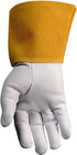 Caiman Premium Goat Grain TIG Welding Gloves, 4-Inch Gold Extended Cuff, Unlined, White/Gold, Medium (1600-4)...
