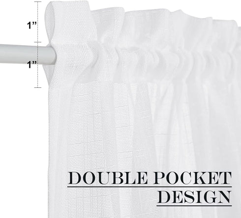 NICETOWN Sidelight French Door Panel, Linen Textured Look Translucent Privacy Side Light Sheer Front Door Curtain Including Tieback, 30 inches Wid...
