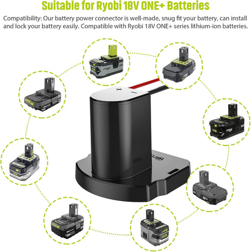 Power Wheel Adapter with Fuse & Switch, Secure Battery Adapter for Ryobi 18V ONE+ Lithium Battery, with 12 Gauge Wire, Good Power Convertor for DI...