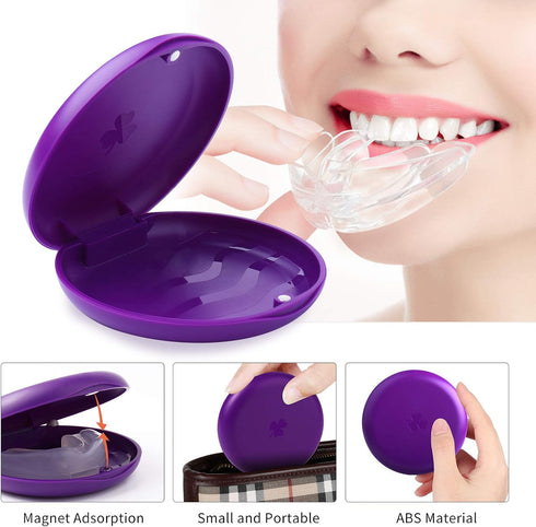 2 Pack Retainer Cases,Solid Orthodontic Retainer Case (Purple)...