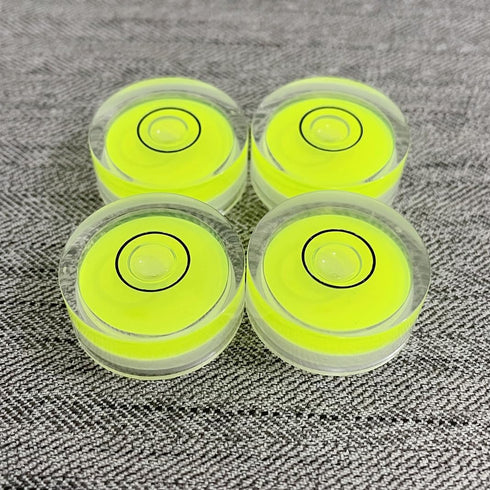 4Pcs Small Circular Bubble Levels with Double Sided Adhesive Bottom Mini Little Stick-on Bubble Spirit Level Measuring Layout Tools Levels (25x10m...