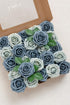 Ling's Moment Artificial Flowers 50Pcs Dusty Blue & Navy Roses Decor w/Stems,3" Real Touch DIY Foam Floral for Wedding Bouquet/Centerpieces, Outdo...