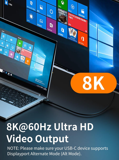 USB-C Cable, 6.6FT, 100W PD Fast Charging, 20Gbps Data Transfer, 8K Video Output, Compatible with iPhone 15, MacBooks, iPad, Galaxy, Pixel, and Mo...