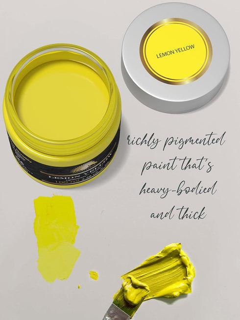 MyArtscape Lemon Yellow Acrylic Paint - 100ml Bottle (3.38 fl oz) - Artist Quality - Lightfast - Heavy Body - Rich Pigment - Great Tinting Strengt...