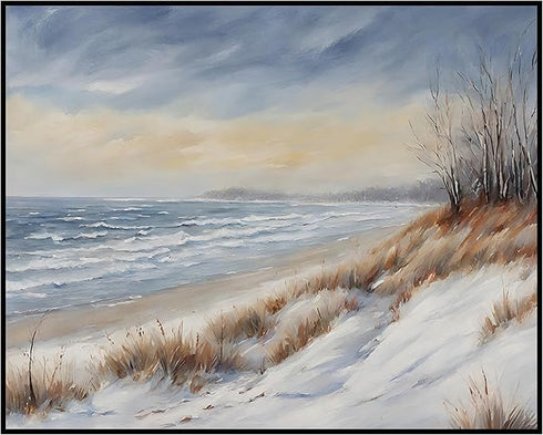 Posterizer 1 pcs-snowy winter nature scene in oil painting style-6-Landscape & Nature Art-GIft for Men Women Teens-Living Room Bedroom Decor- unfr...