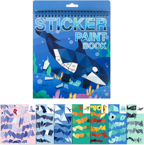 Ocean Sticker Book Crafts for Kids Ages 4-8 Sticker Paint Number Books, Stickers for Kids Girls Boys Birthday Easter Day Party Favor Gift Car Road...