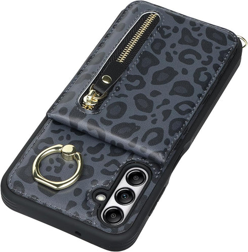 Samsung Galaxy A14 5G Case with Card Holder for Women, Galaxy A14 5G Phone Case Wallet with Strap Credit Card Slots Crossbody with Zipper Shockpro...