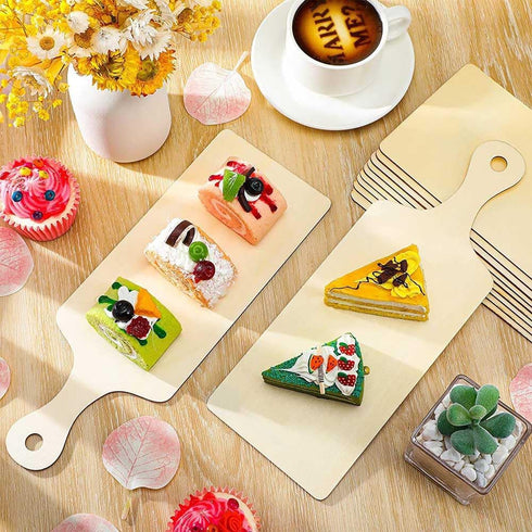 6 Pcs Mini Wood Cutting Board Wooden Chopping Board Paddle Unfinished Wood Kitchen Board Cooking Serving Charcuterie Board for DIY Kitchen Decor C...