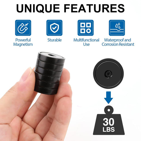 LOVIMAG 30LBS Waterproof Rare Earth Magnets, Black 24Pack Neodymium Magnets Strong with Countersunk Hole and Screws, Strong Magnet for Holding Too...