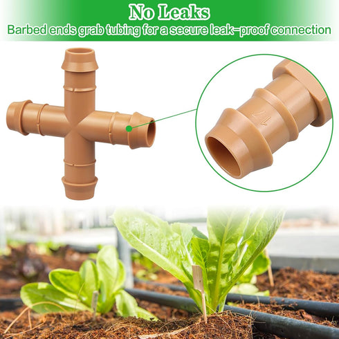 12 Pieces Drip Irrigation Barbed Cross Fittings? 1/2 Inch Drip Line 4 Way Connectors for 1/2" Drip Irrigation Tubing Irrigation System Replacement...