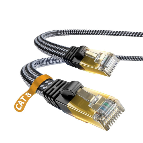 Cat 8 Ethernet Cable, Nylon Braided 10ft High Speed Network Cable LAN Cable Wires CAT 8 RJ45 Ethernet Cable Cord 3ft 10ft 16ft 26ft 33ft 50ft 66ft...