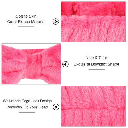 Ondder Spa Headband for Washing Face 8 Pack Rose Red Skincare Headbands for Women Girls Terry Cloth Cute Bow Head Bands...