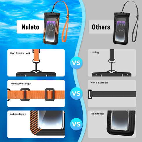 Large IPX8 Floating Waterproof Phone Pouch Up to 9.0", 2 Pack Waterproof Phone Case Dry Bag with Detachable Lanyard for iPhone 15/14/13 Pro Max/Ga...