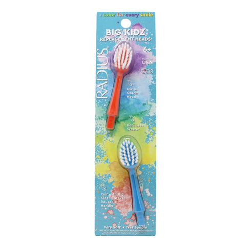 RADIUS Big Kidz Forever Brush Replacement Heads for Children, 6 Years and Up, BPA Free ADA Accepted for Growing Teeth and Gums, 2 Heads - Extra So...