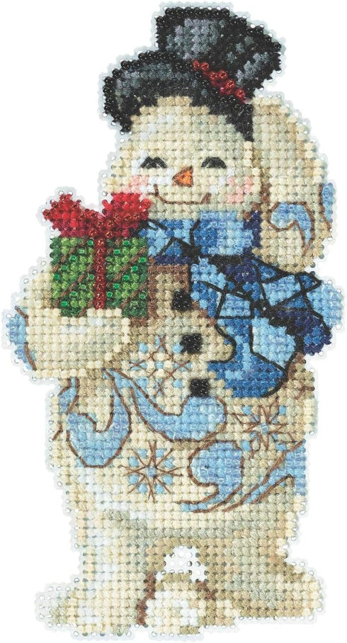 Mill Hill Gift Giving Snowman Beaded Counted Cross Stitch Ornament Kit 2020...
