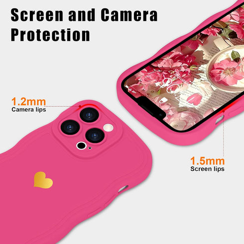 for iPhone 13 Pro Case Cute Heart Simple Wave Frame Case Aesthetic Design Solid Color Girls Women TPU Silicone Slim Phone Case Cover for iPhone 13...