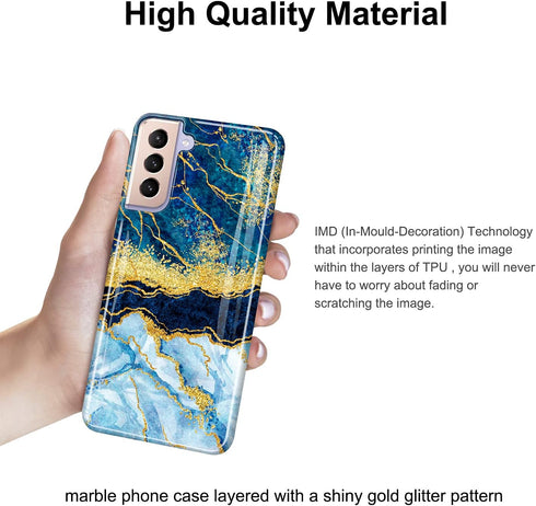 JIAXIUFEN Galaxy S21 Case Gold Sparkle Glitter Marble Slim Shockproof TPU Soft Rubber Silicone Cover Phone Case for Samsung Galaxy S21 5G 6.2 inch...
