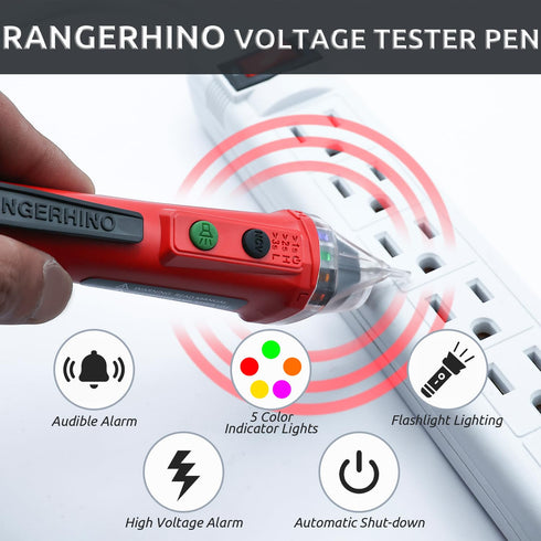 Voltage Tester, RANGERHINO Non-Contact Voltage Tester, Electrical Tester, AC 12V-1000V, Circuit Tester Dual Range LED Display, Buzzer Alarm with F...