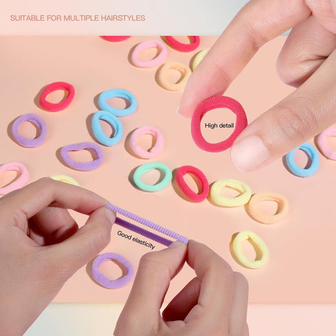 YGDZ Baby Hair Ties, 300pcs Elastic Toddler Hair Ties for Little Girls Kids, Small Mini Hair Bands Soft Ponytail Holders Hair Accessories, Multico...