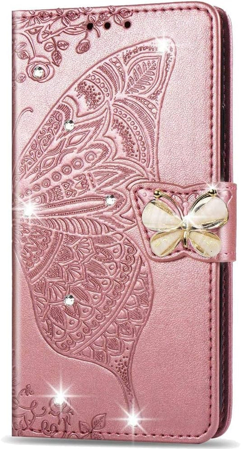 Wallet Flip Case for Xiaomi Redmi 9A, Diamond Butterfly 5, PU Leather, Magnetic Card Slots, Cash Wallet/Purse, Wrist Strap, Not Water Resistant......