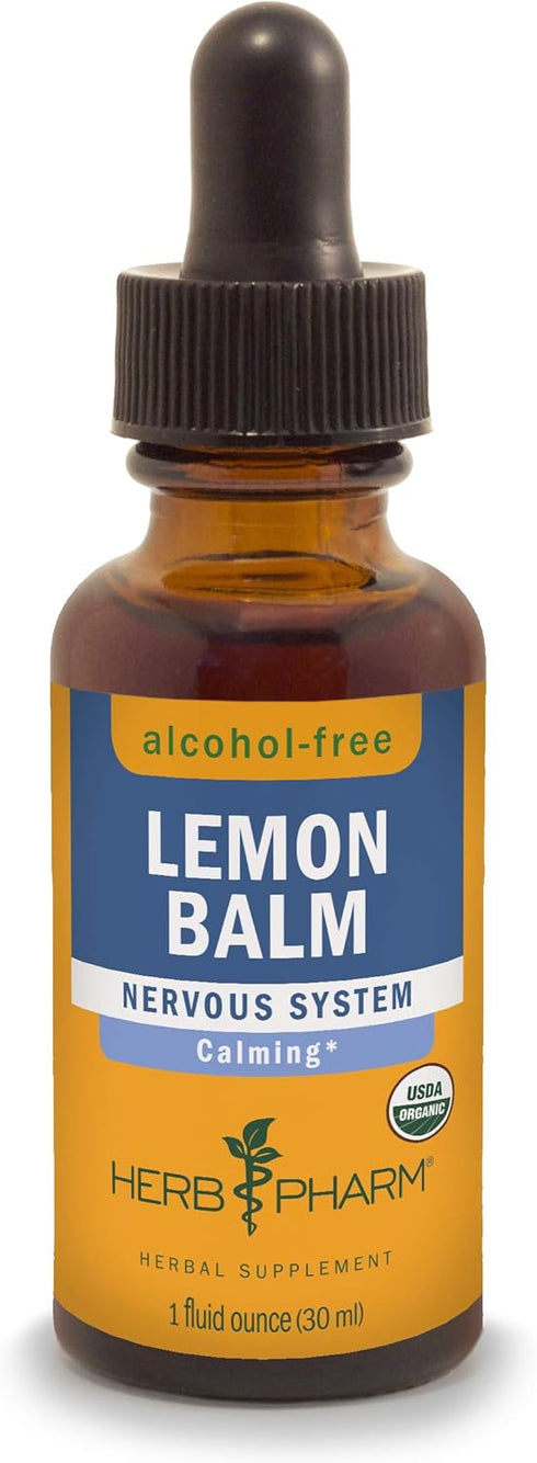Herb Pharm Certified Organic Lemon Balm Liquid Extract for Calming Nervous System Support, Alcohol-Free Glycerite, 1 Oz...