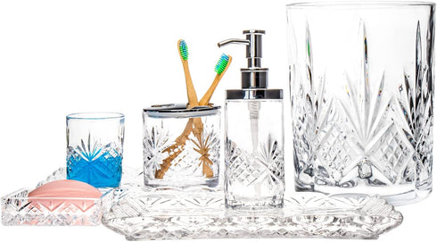 Godinger Bathroom Tumbler Cup Glass, Water Glass, Toothbrush Holder - Dublin Crystal Collection, 7oz...