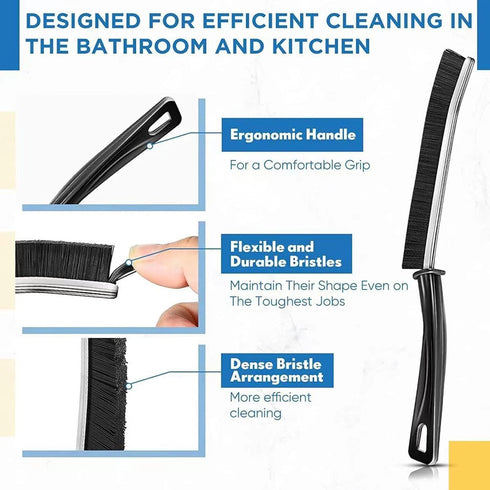 3Pcs Crevice Cleaning Brush, Crevice Grout Brush, New Multifunctional Corners Cleaning Brush Tool, Bathroom Kitchens Gap Brush, Hard Bristle Crevi...