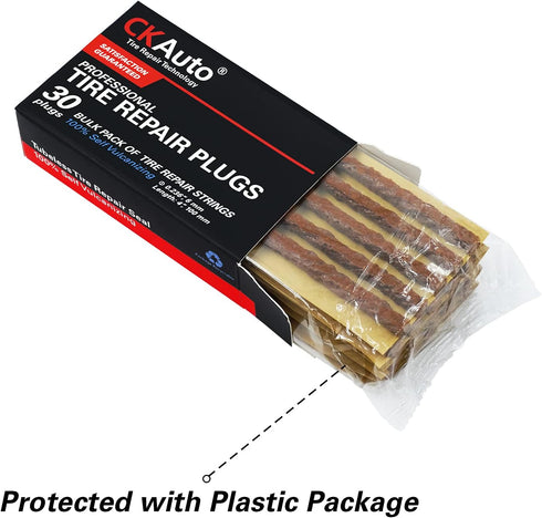 CKAuto 30pcs 4" Brown Tire Repair Strings, Automotive Tool Tire Repair Plugs for Tubeless Off-Road Tires Car, Bike, ATV, UTV, Wheelbarrow, Mower...