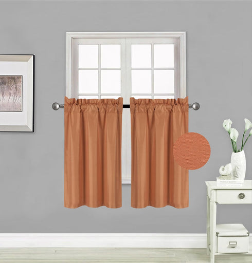 Elegant Home 2 Short Panels Tiers Small Window Treatment Curtain Blackout 28" W X 36" L Each for Kitchen Bathroom # R5...