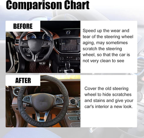Car Steering Wheel Cover, 15 Inch Microfiber Leather Auto Steering Wheel Covers Elastic Stretch Breathable Anti-Slip, Accessories for Men Women, U...