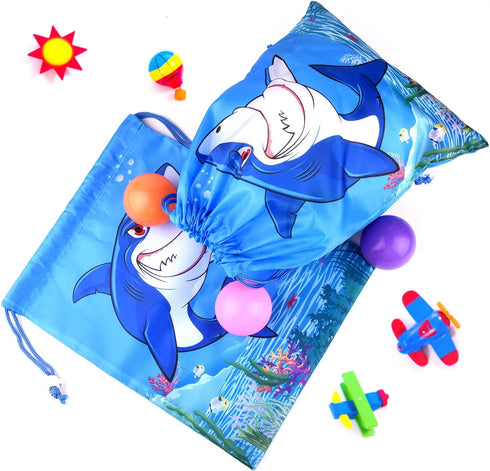 Fepito 12 Pack Shark Drawstring Bags - Shark Party Favors & Goodie Bags for Shower Party...