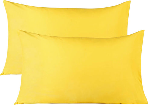 BEDSUM Microfiber Queen Pillowcases Set of 2, Soft Wrinkle Resistant and Easy Care Pillow Cases with Envelope Closure for Kids, 20x30 inches, Yell...