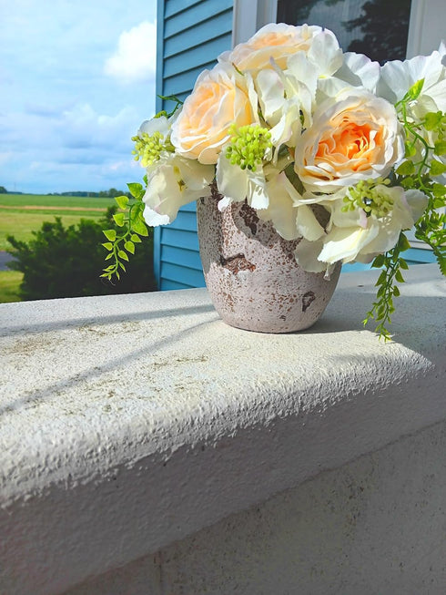 Distressed Weathered Cement Planter, 5 Inches - Unique Stone Plant Pot for Indoor Outdoor Home Garden Decor...