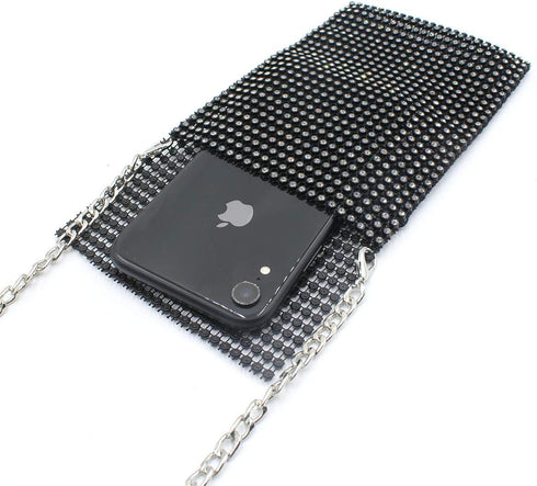 AIBEARTY Women Girls Sparkly Rhinestone Cell Phone Purse Mini Crossbody Bag Evening Clutch Shoulder Bag with Metal Chain...