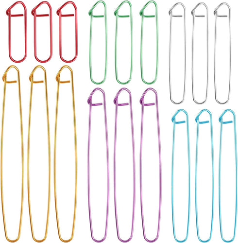 18 PCS Knitting Stitches Holder Set 6 Size Colorful Aluminum Yarn Stitches Holder Set Needles Practical Knitting Crochet Tools Knitting Supplies f...