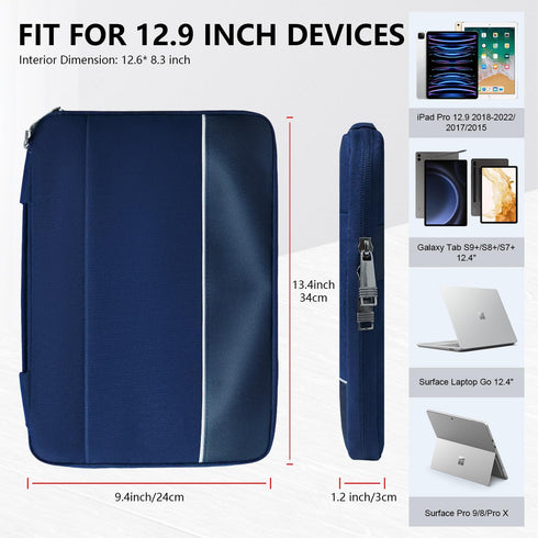 Sleeve Bag for iPad Pro 13 inch M4 & Air M2 2024, iPad Pro 12.9 inch 2022-2018, for Surface Pro 9 8, for Galaxy Tab S9+/ S8+/FE 12.4, Waterproof S...