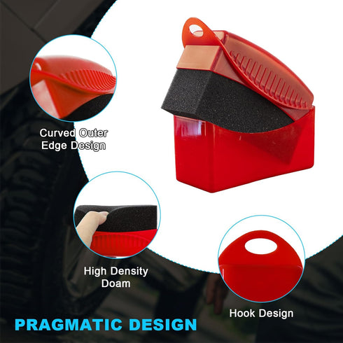 Tire Dressing Applicator, Reusable Car Tire Shine Sponge Applicator Pad with Lid, Durable Foam Auto Wheel Detailing Applicator for Vehicle Waxing ...